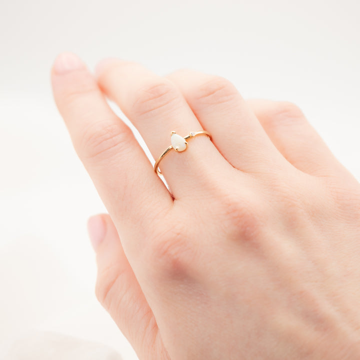 Pear Shaped Australian Opal Ring