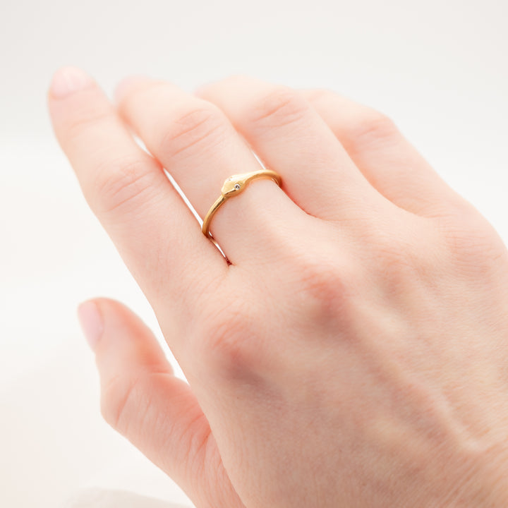 18K Yellow Gold Ouroboro Snake Ring