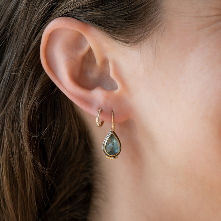 Moss Aquamarine with Diamond Drop Earrings