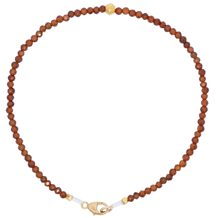 Hessonite Garnet & Gold Bead Bracelet