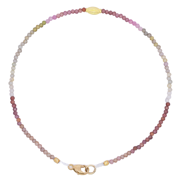Multi Colored Sapphire & Gold Bead Bracelet