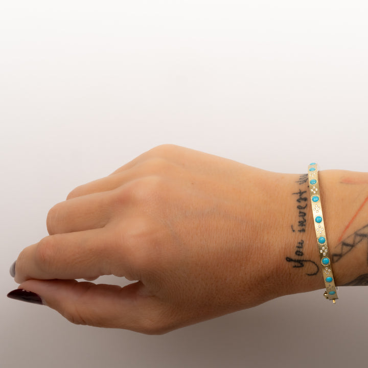 4 mm Daphnie Turquoise and Diamond Bracelet