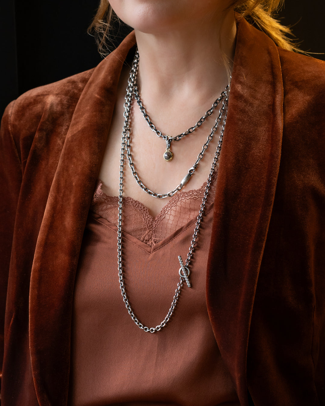 Trunk Show Oval Rustic Diamond Pendant