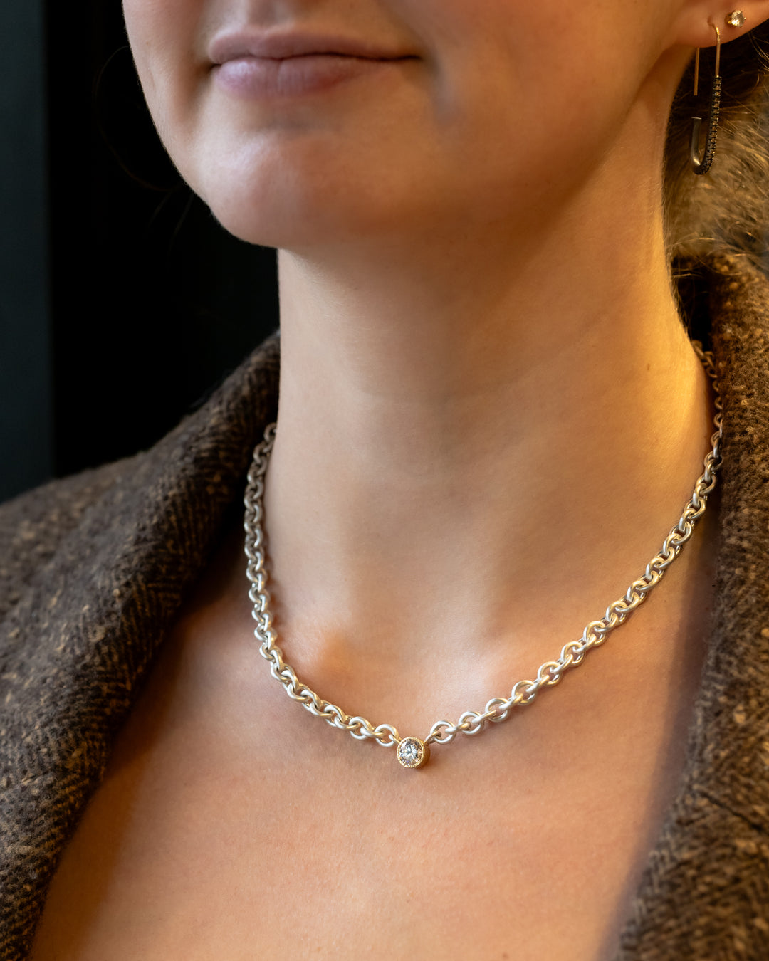 1.01 ct Lab Created Diamond Bezel Set Solitaire Necklace