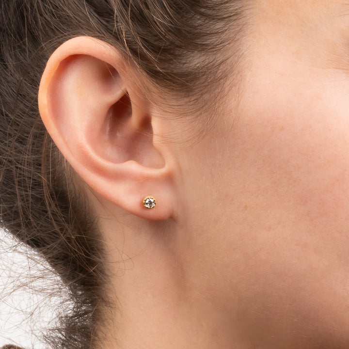 Gold Bezel Set Diamond Post Earrings