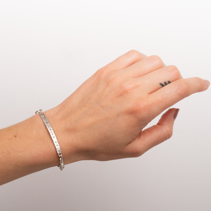 0.17 tcw Brown Diamond Hammered Bar Chain Bracelet