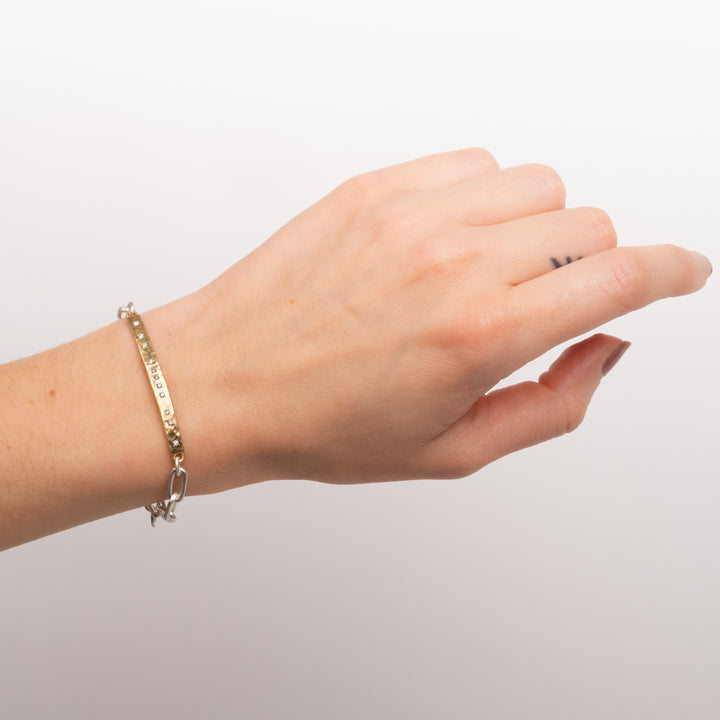 0.17 tcw White Diamond Hammered Bar Chain Bracelet