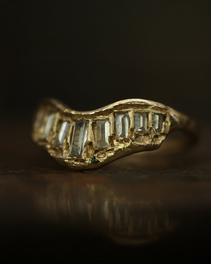 LX Soft White Baguette Diamond V Shape Scatter Ring