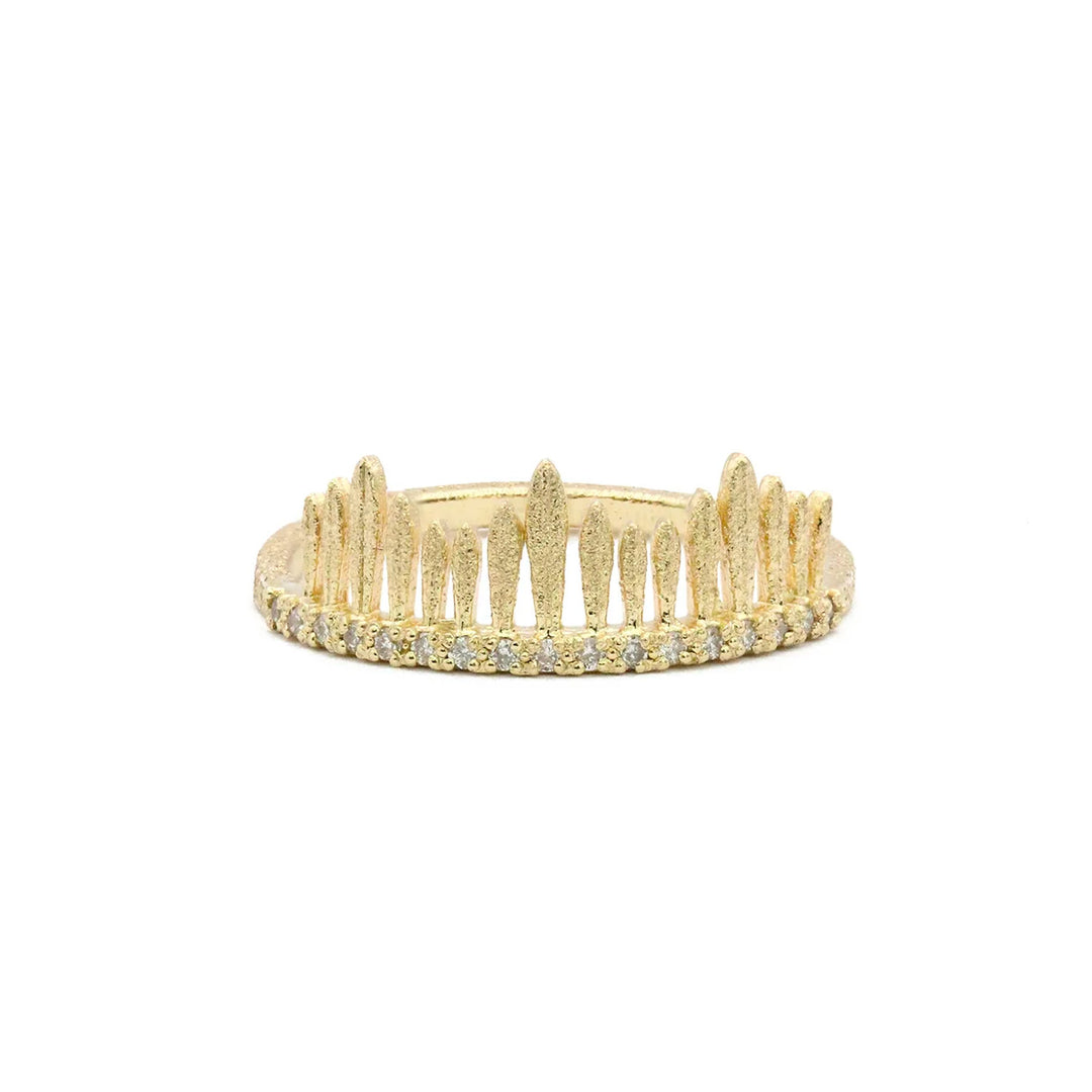 Acanthus 14K Yellow Gold Diamond Northern Stacking Ring