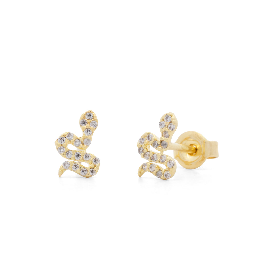 Pavé Cubic Zirconia Snake Post Earrings