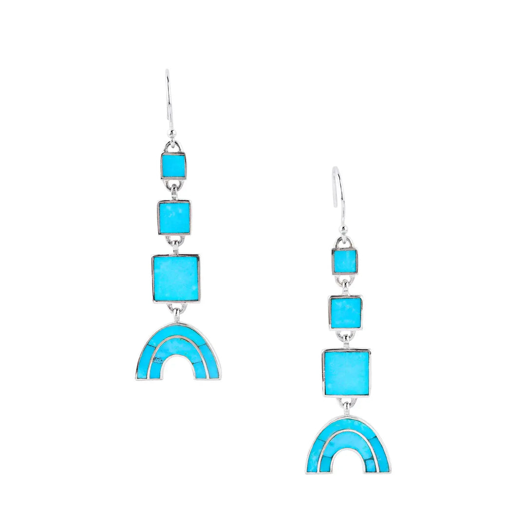 Peyote Bird Cypress Mixed Turquoise Drop Earrings