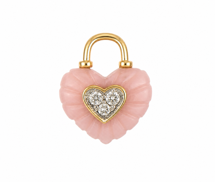 Pink Opal and Diamond Heart Charm
