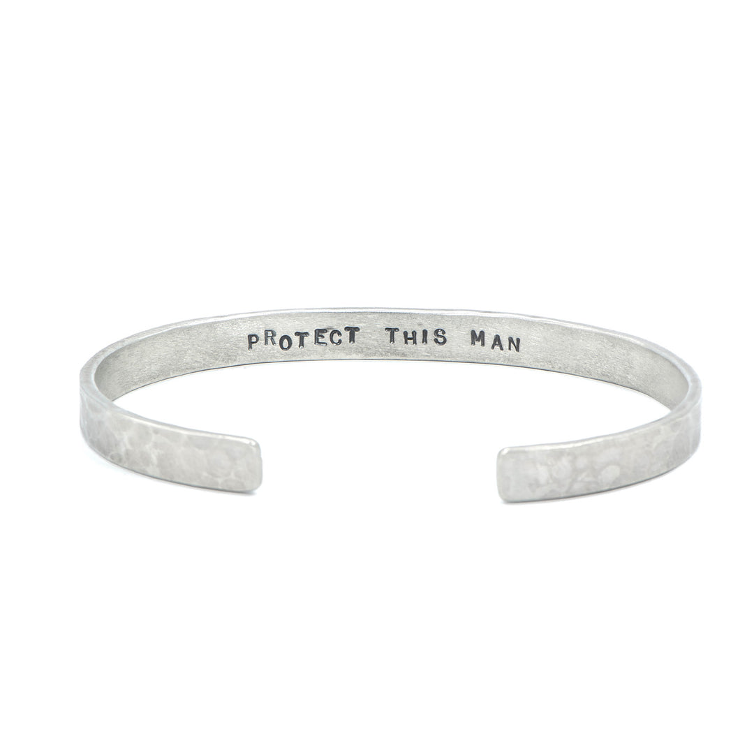 Annie Fensterstock "Protect This Man" Hammered Cuff Bracelet