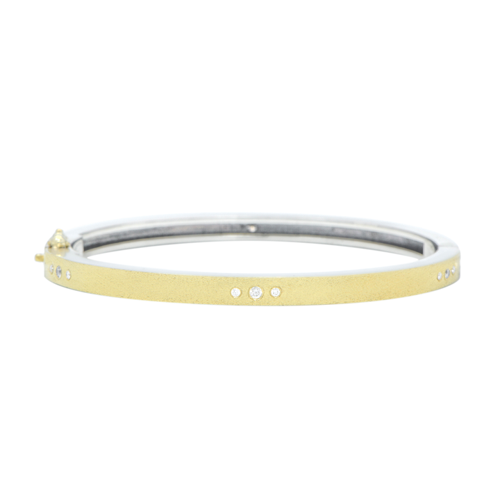 4mm Kelly Gold & Silver Diamond Bangle Bracelet