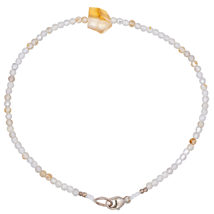 Rutilated Quartz with Citrine Bead Bracelet