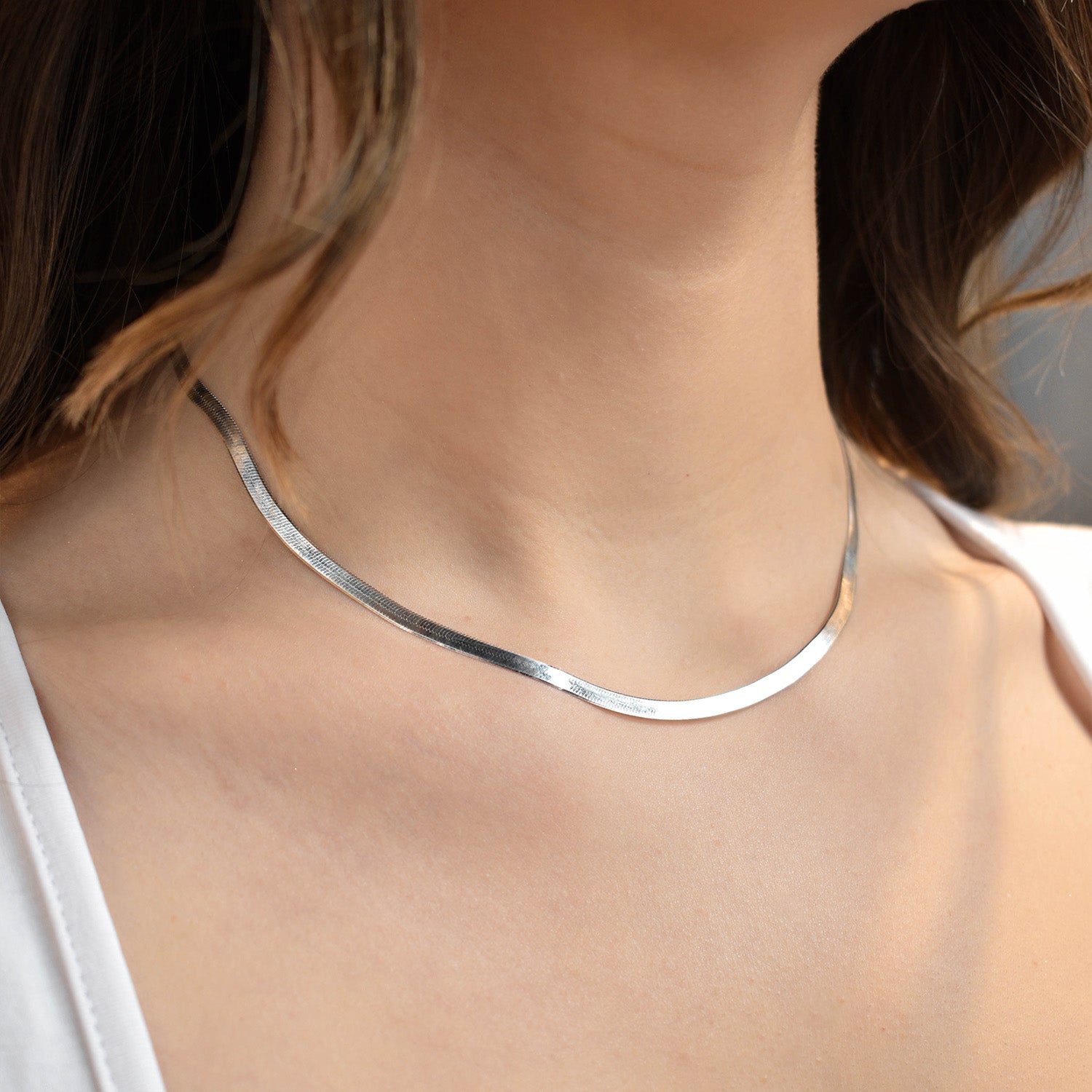 3mm Silver Herringbone Chain Necklace – Silverado Gallery