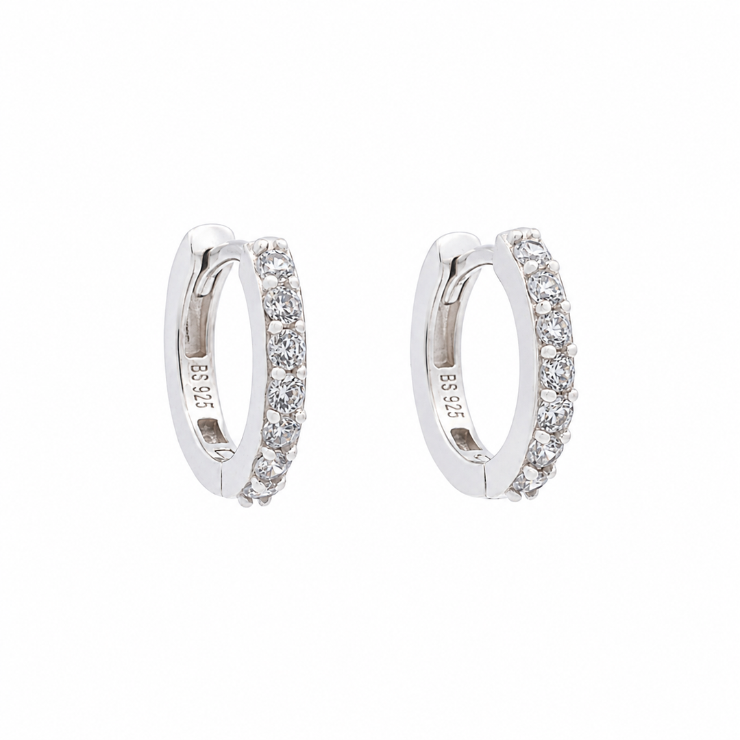 Huggie Hoop Earring with 7 Cubic Zirconia