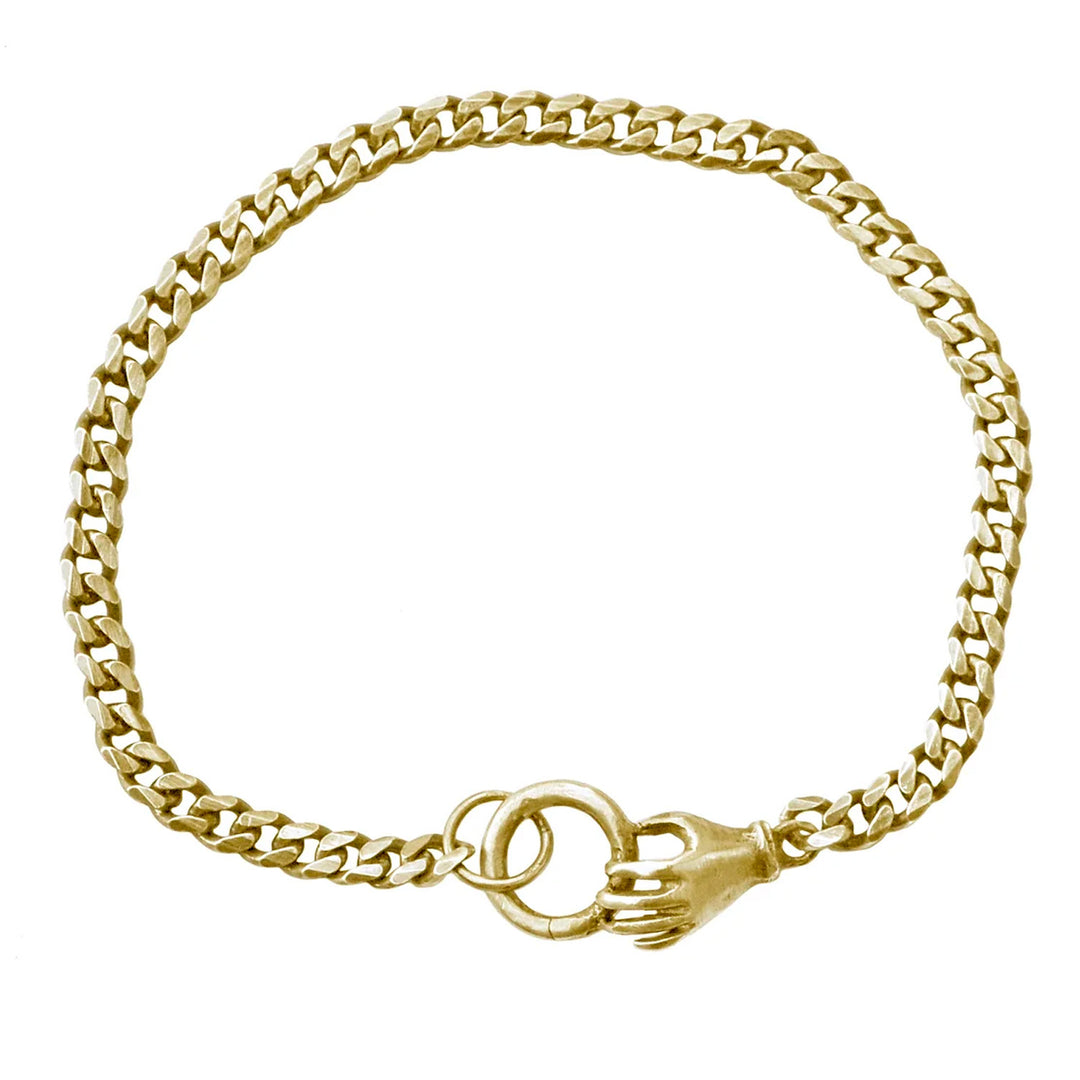 Acanthus 14K Yellow Gold Single Hand Charm Holder Bracelet