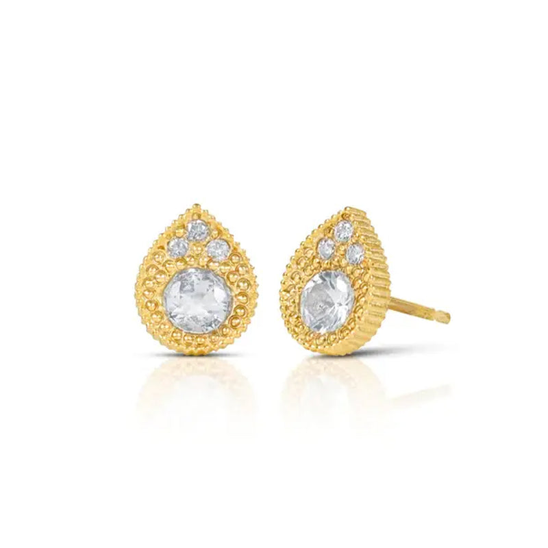 Suneera 14K Yellow Gold Sapphire and Diamond Minn Posts