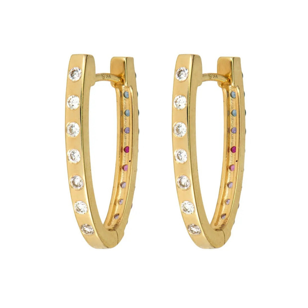 Medium Double Sided Oval Sapphire and Diamond Hoops