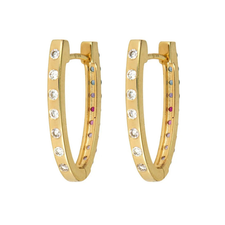 Medium Double Sided Oval Sapphire and Diamond Hoops