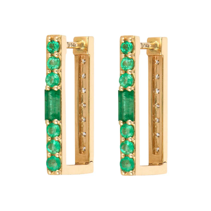 Emerald and Diamond Two-Sided Rectangular Hoops