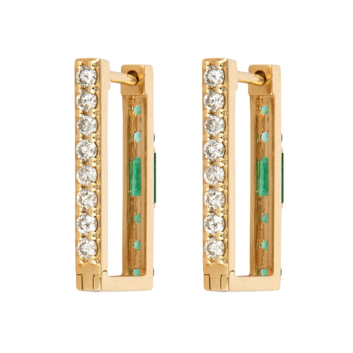 Emerald and Diamond Two-Sided Rectangular Hoops