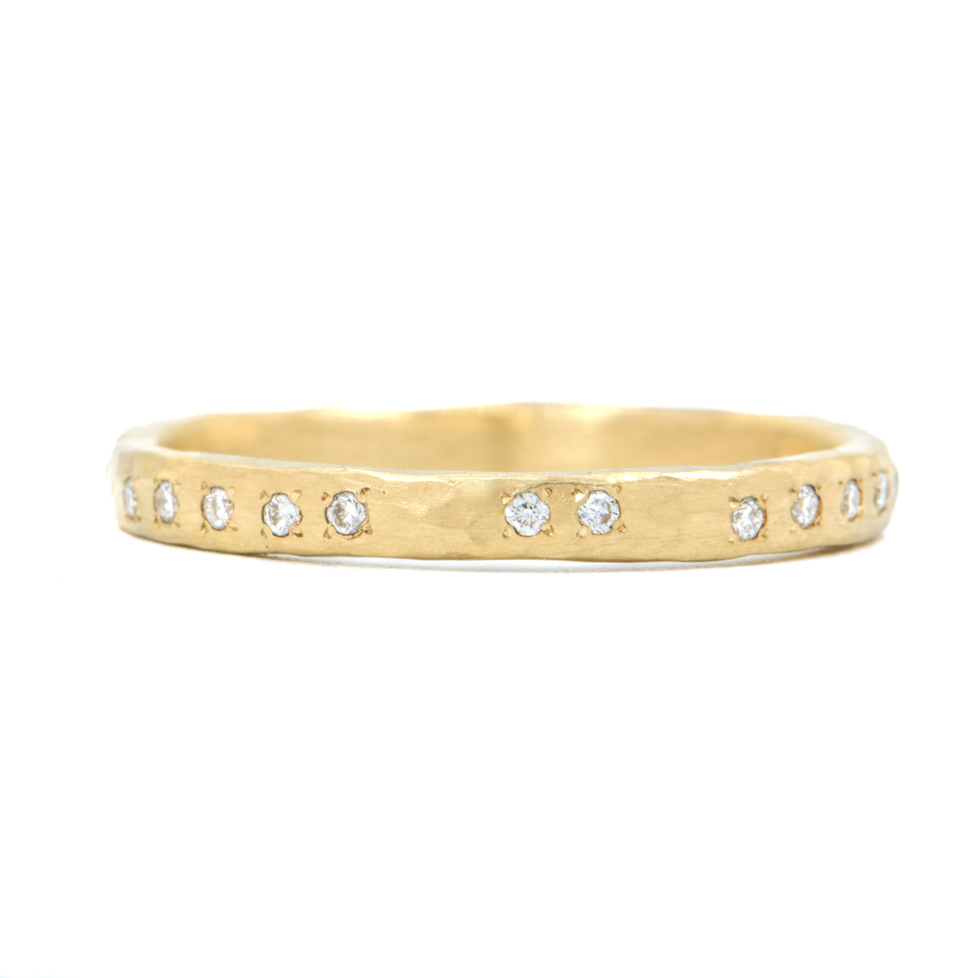 Hammered Sparse Eternity Diamond Band Ring