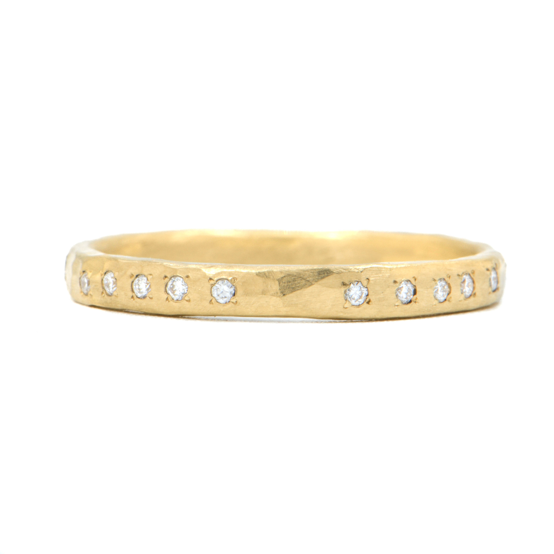 Hammered Sparse Eternity Diamond Band Ring