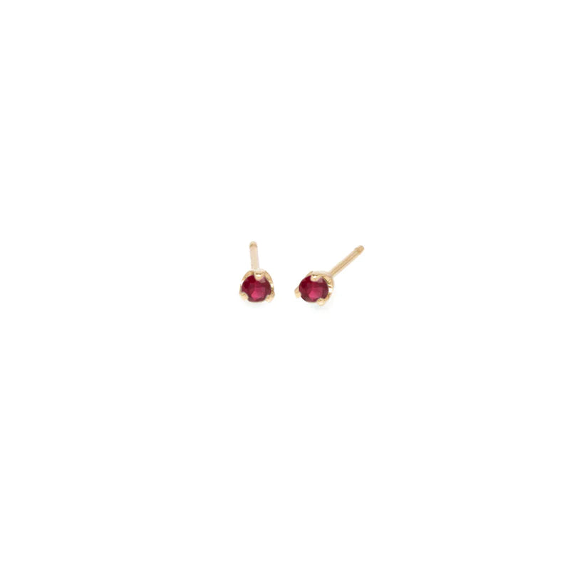 Small Ruby Yellow Gold Studs