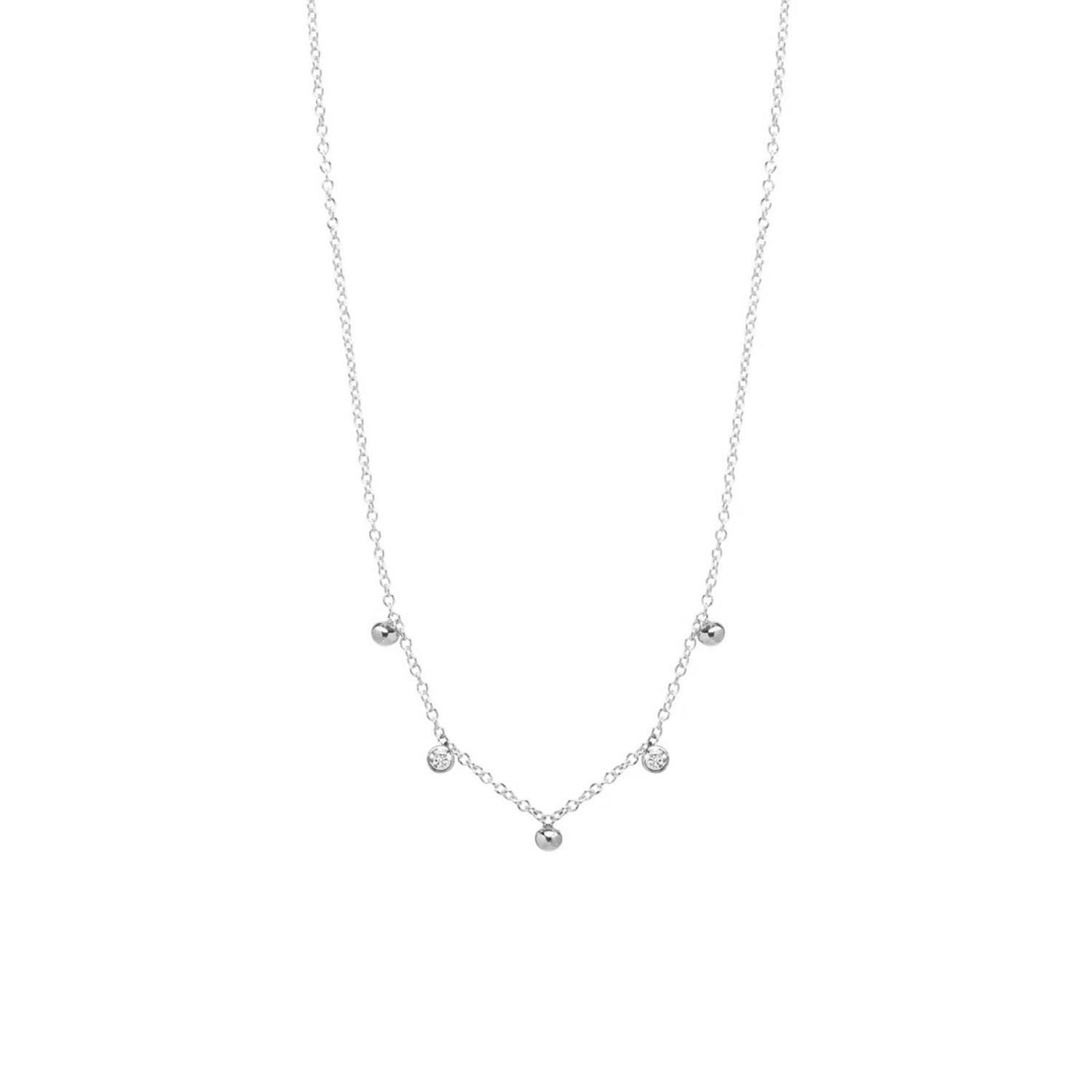 Scattered Diamond With Tiny Gold Bead Necklace