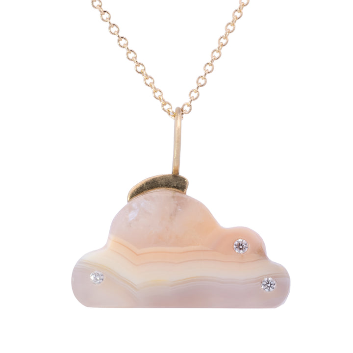 Pink Banded Agate with Diamond Cloud Shaped Charm
