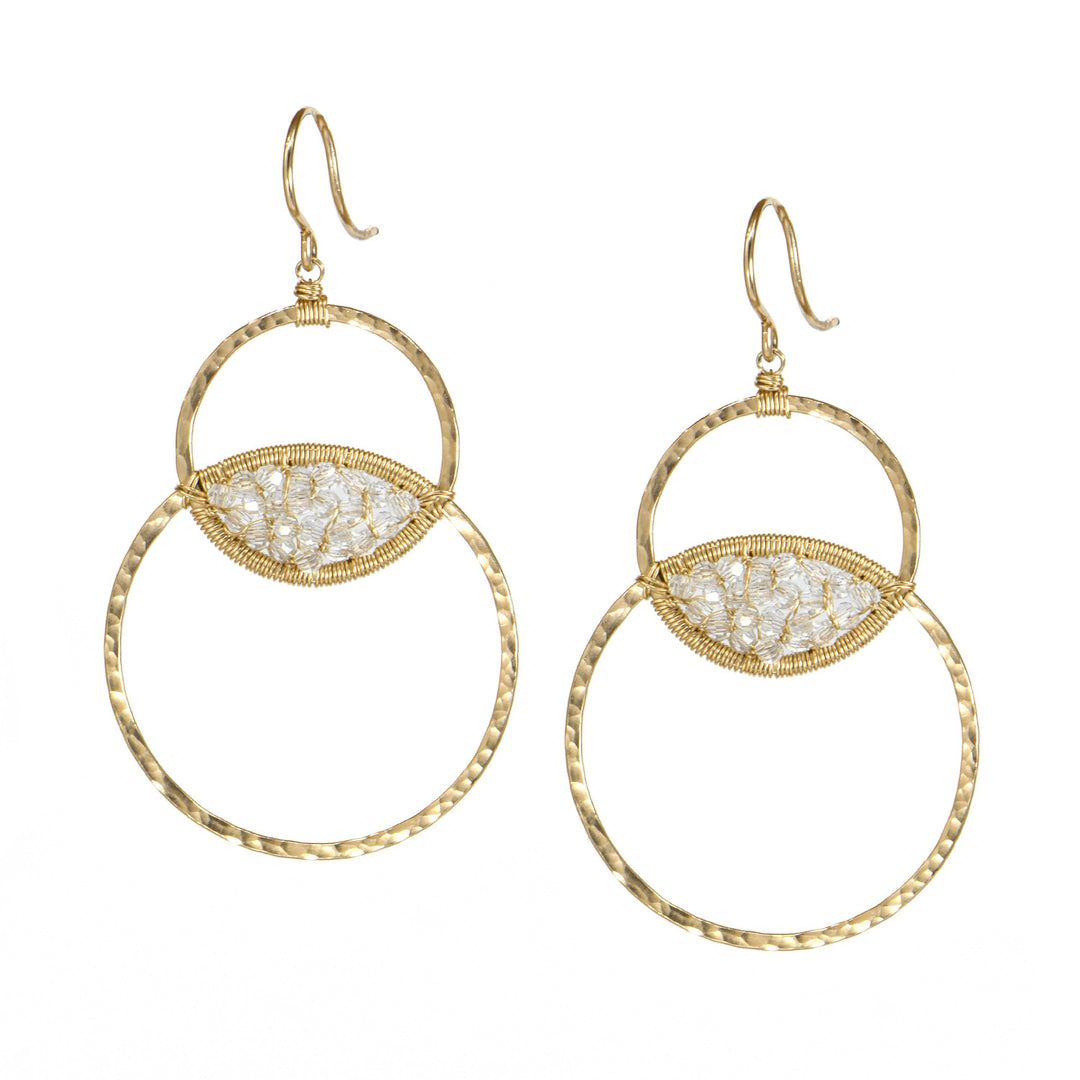 Large Double Circle Crystal Drop Earrings