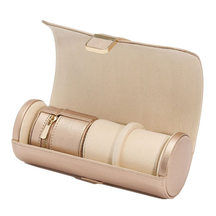 Palermo Double Watch Roll with Jewelry Pouch - Rose Gold
