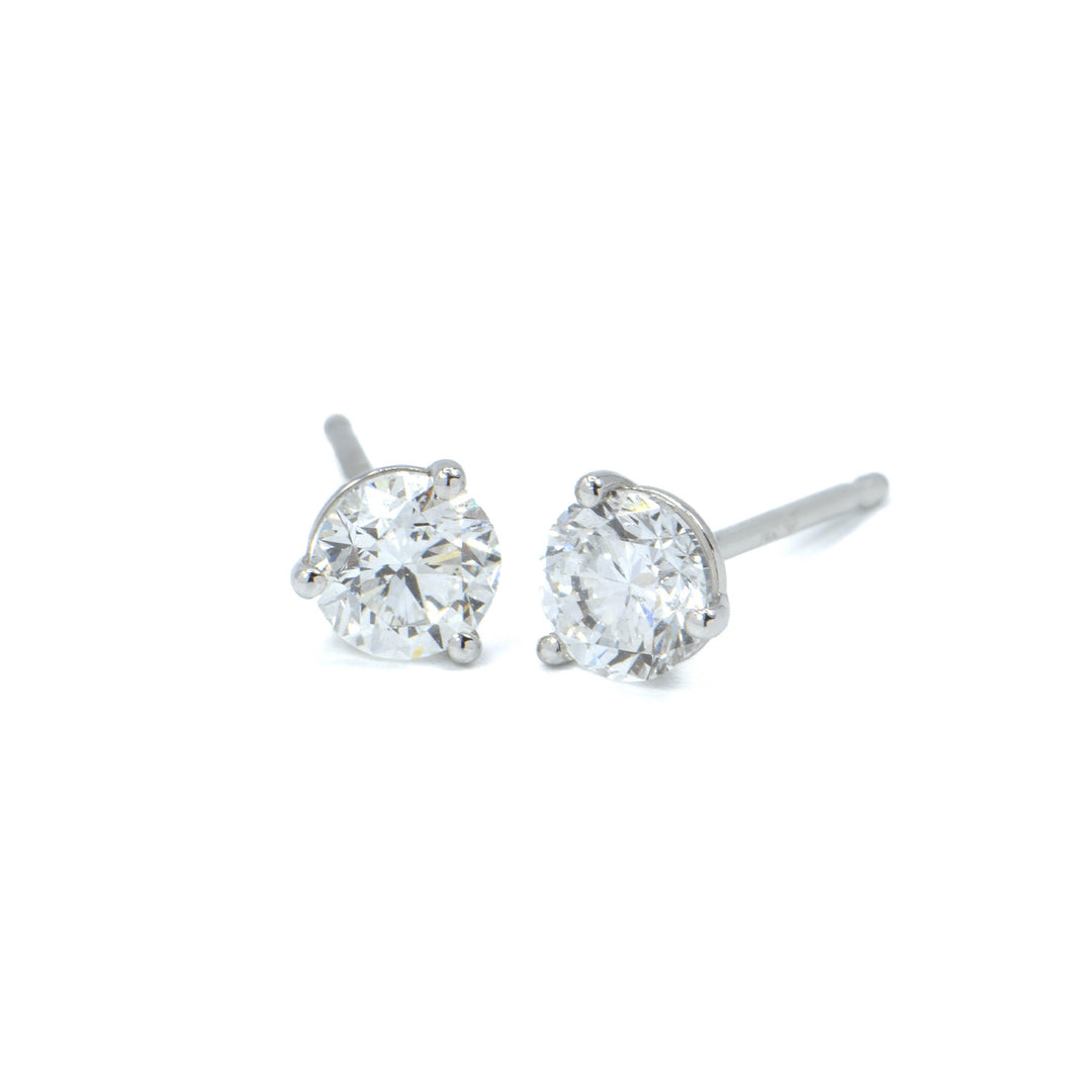 3 Prong Diamond Posts Earrings