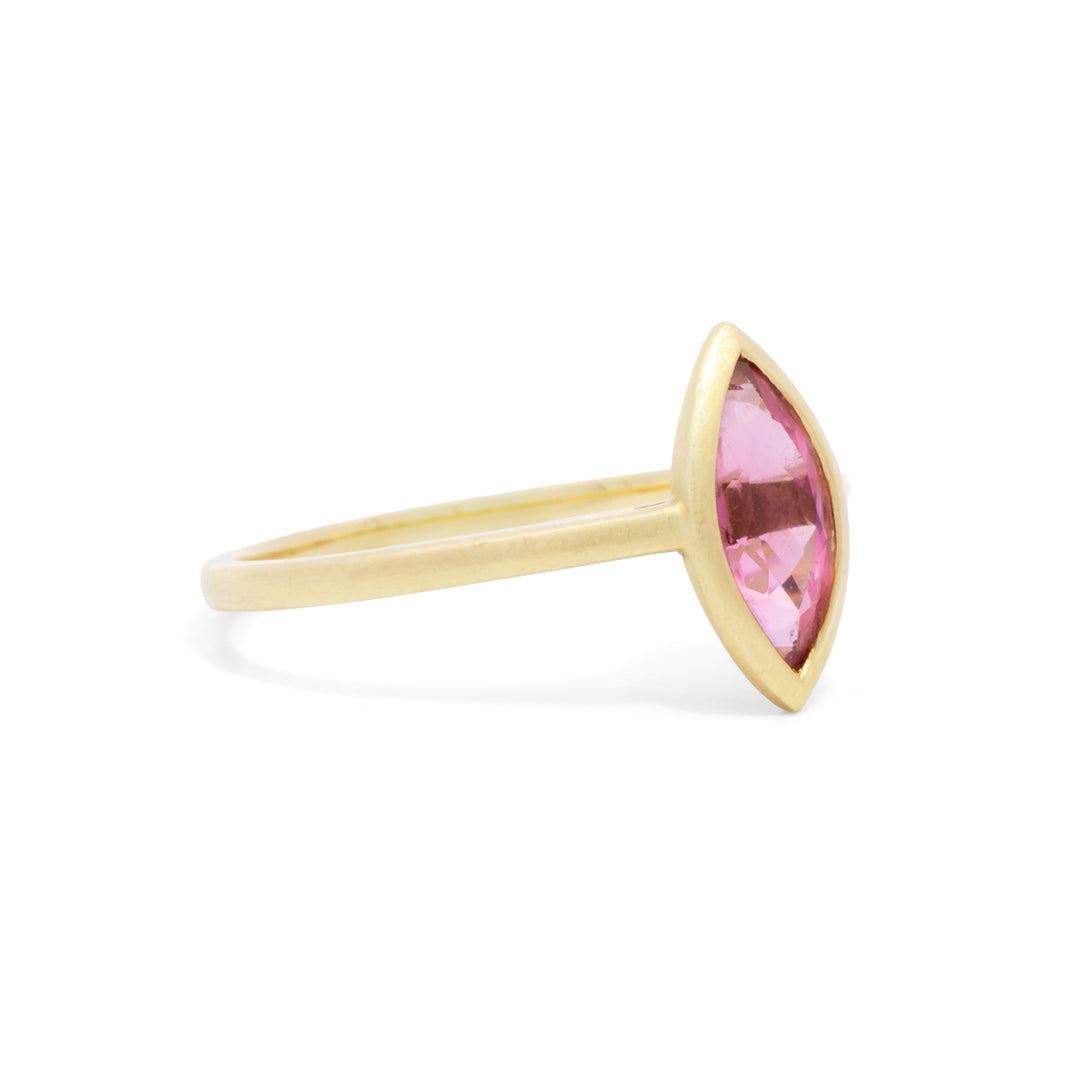 Pink Sapphire Marquise Bezel Set Ring