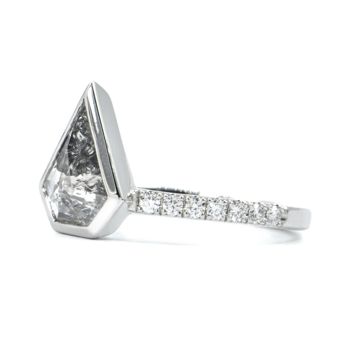Shield Center Natural Diamond Ring