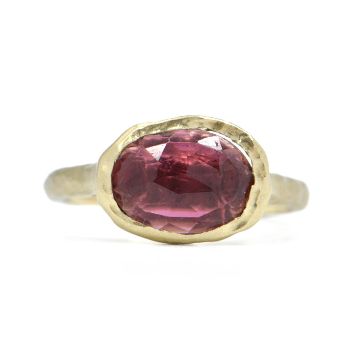 Rose Cut Pink Tourmaline Ring