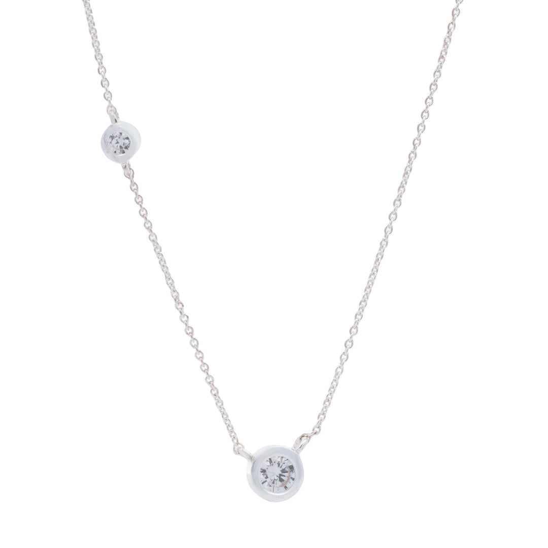 Bezel Set Cubic Zirconia Double Necklace