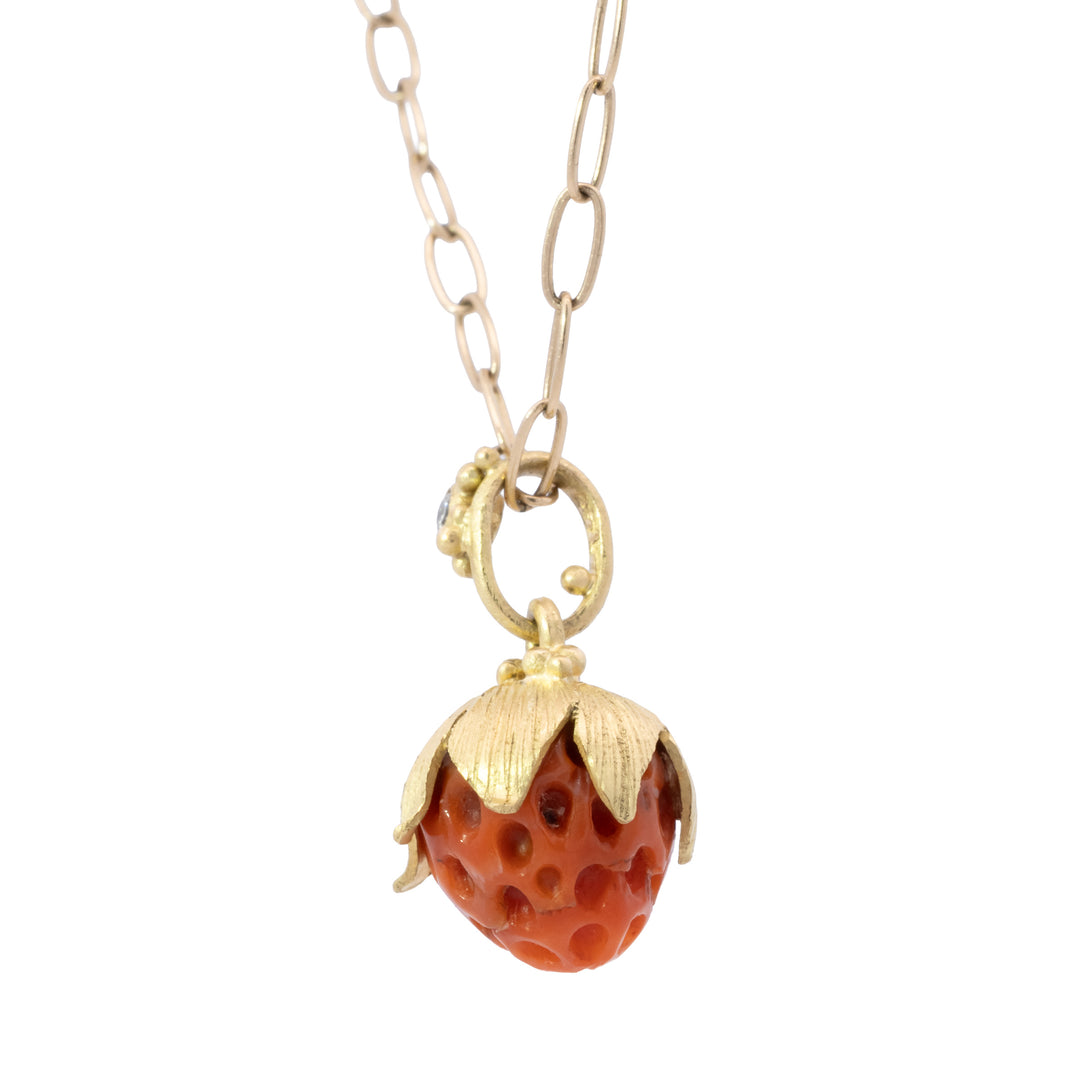 Hand Carved Strawberry Charm