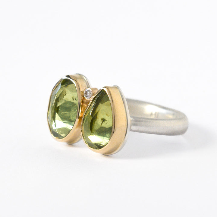 Double Asymmetrical Peridot Ring