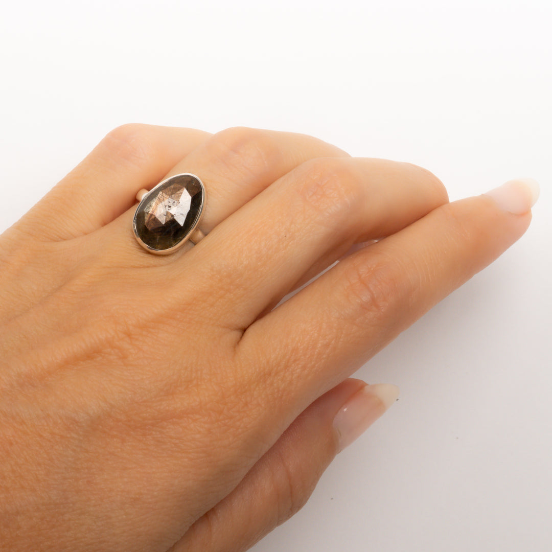 Asymmetrical Oval Chocolate Sapphire Ring