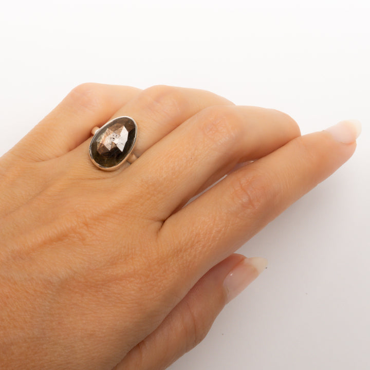 Asymmetrical Oval Chocolate Sapphire Ring