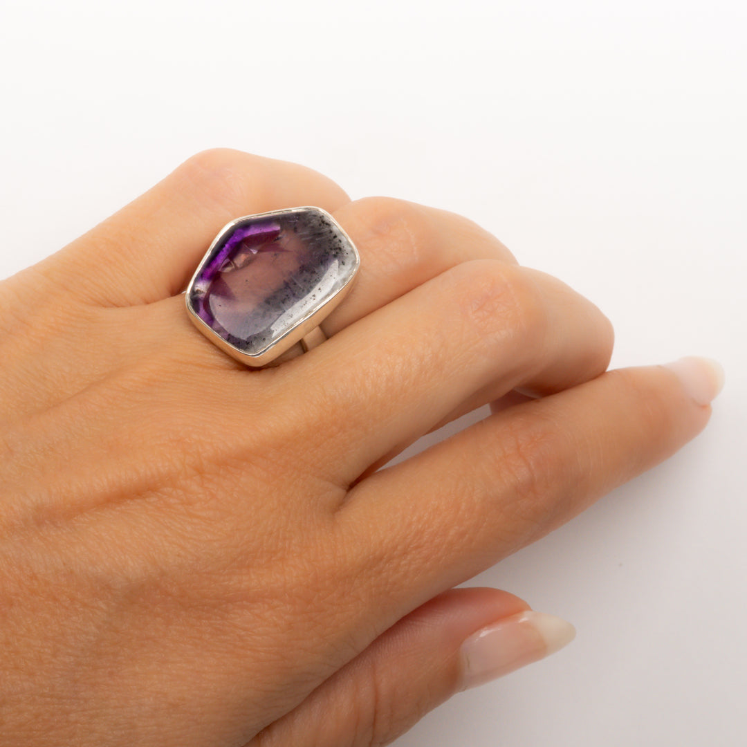 Asymmetrical Amethyst Lace Agate Ring