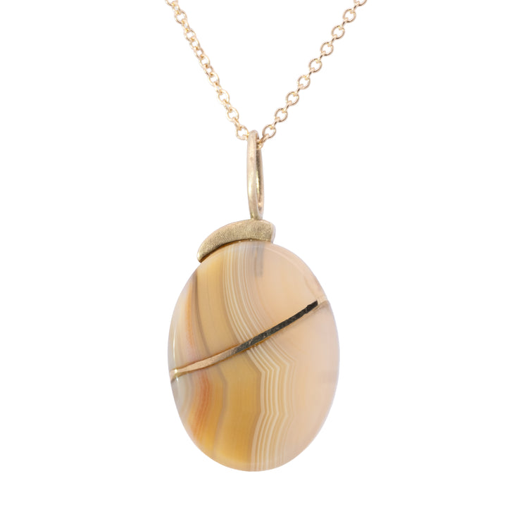 Banded Agate Kintsugi Oval Charm