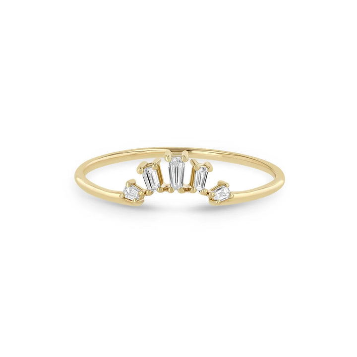 14k Tapered Baguette Diamond 5 Stone Fan Ring