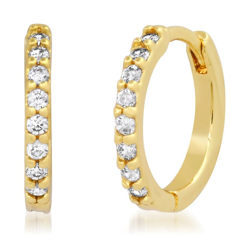 Gold Plated Pave Huggie Hoops