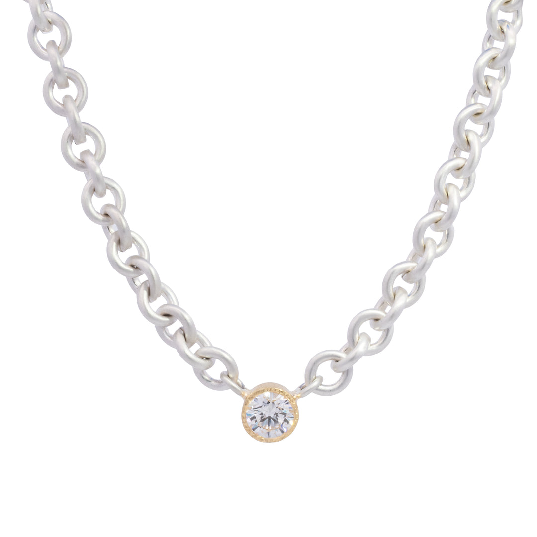 1.01 ct Lab Created Diamond Bezel Set Solitaire Necklace