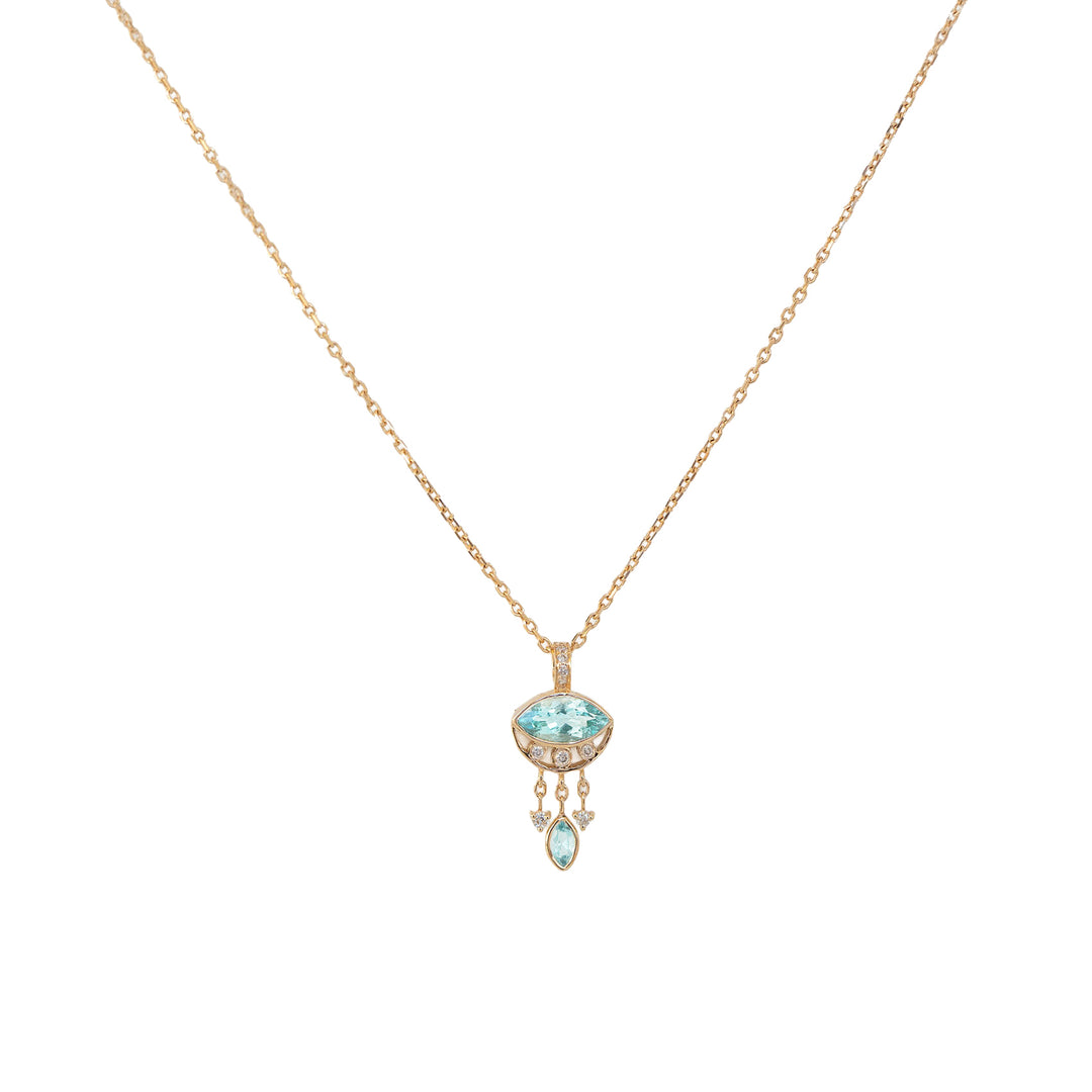 Blue Tourmaline Marquise Eye Necklace