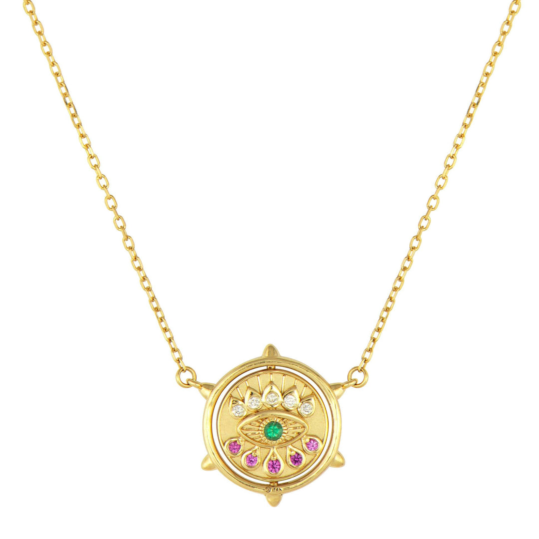 Heart & Evil Eye Double Sided Flip Necklace